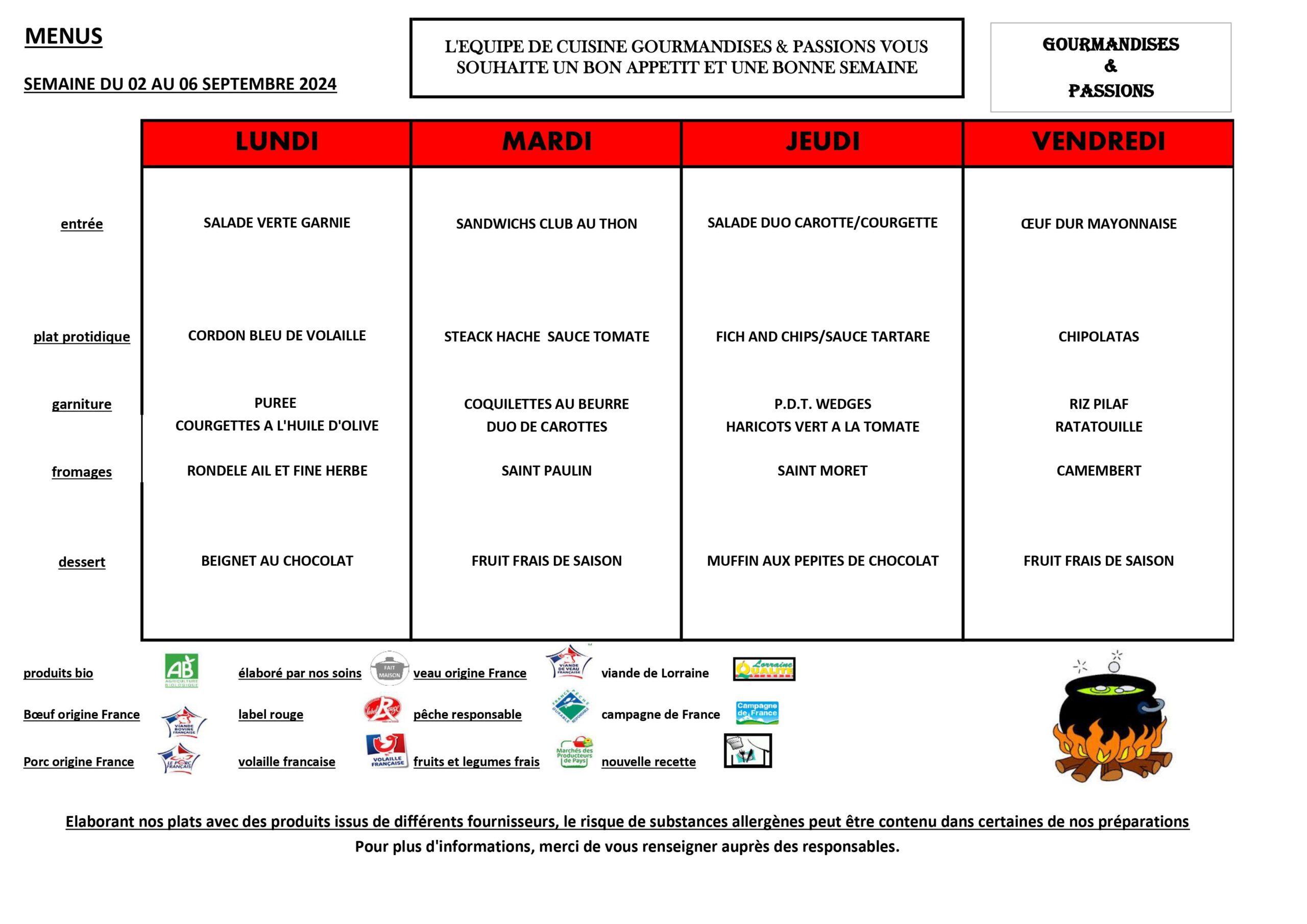 Menu semaine 36