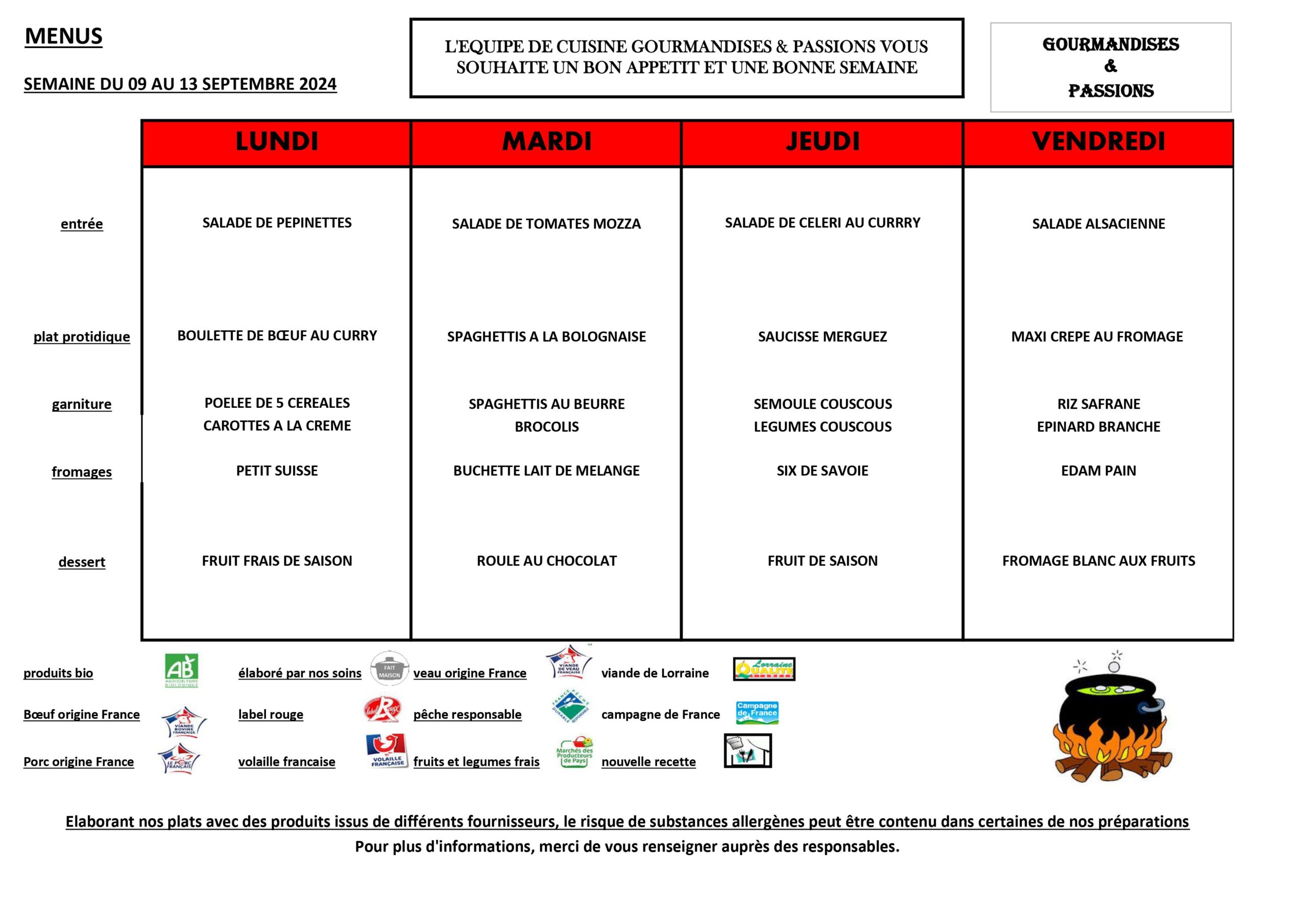 Menu semaine 37