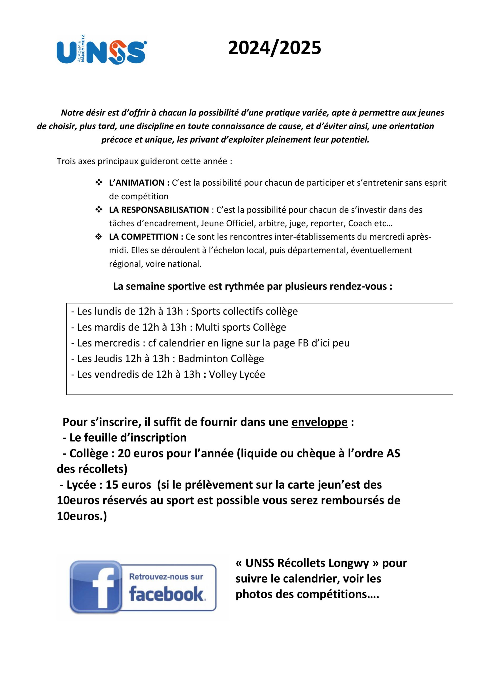 Bulletin d'inscription UNN 2024 2025