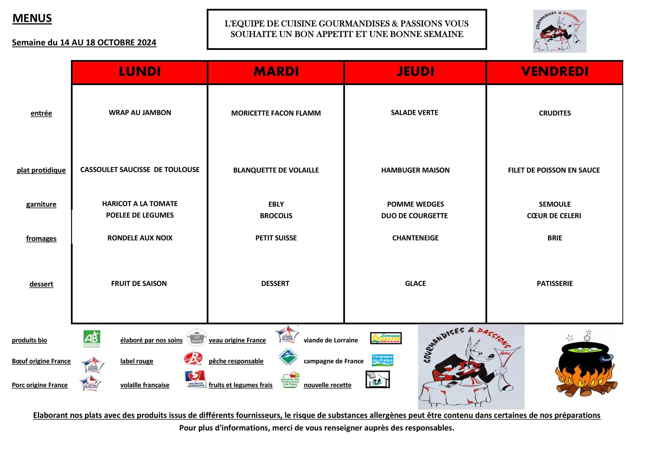 Menu semaine  42